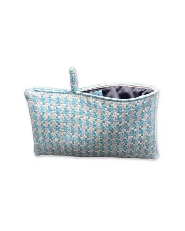 Bag in Bag, Necessaire - Pied de poule aqua-perlmutt aus Stoff
