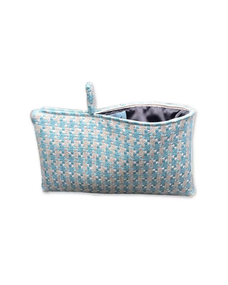 Bag in Bag, Necessaire - Pied de poule aqua-perlmutt aus Stoff