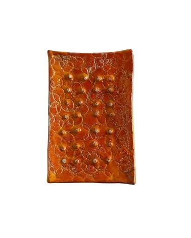 Seifenschale Ton rechteckig orange ohne Loch oben