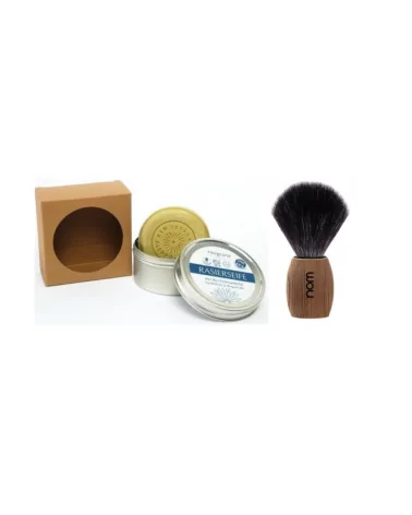 Set Rasierseife in Weissblechdose & Rasierpinsel vegan