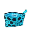 Bag in Bag, Necessaire Kreise türkis schwarz 23x13 cm Vorderseite