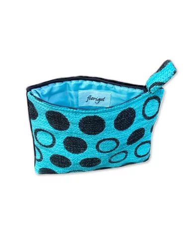 Bag in Bag, Necessaire Kreise türkis schwarz 23x13 cm Vorderseite