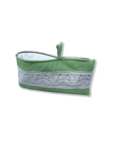 Bag in Bag, Necessaire Bandeau dentelle grün Vorderseite