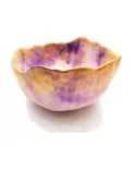 Schale Violetta aus Gips - runde Schmuckschale & Alltagsschale gold violett von vorne seitlich