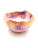 Schale Violetta aus Gips - runde Schmuck & Alltagsschale gold violett von vorne, leicht oben