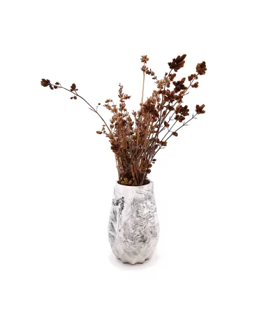 Vase aus Gips - kleine Blumenvase & Dekovase 'Zickzack' marmoriert - mit Deko