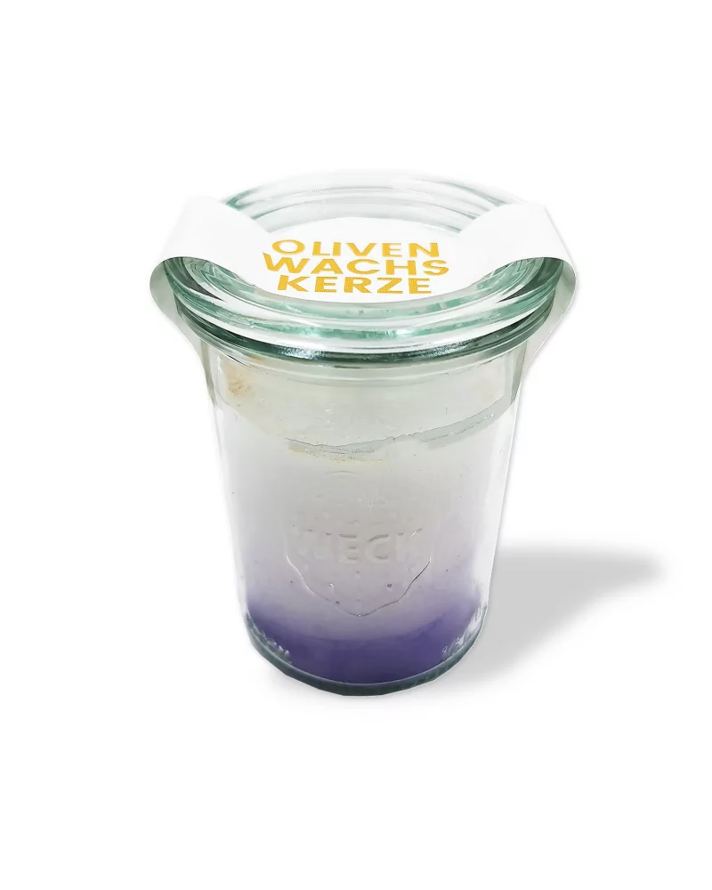 Kleine Olivenwachs-Kerze im Glas - Nachhaltig-Kerze & Dekor-Kerze im Einmachglas