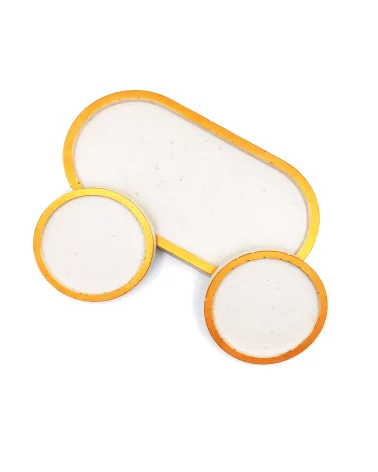 Kaffeeset & Teeset Tablett - Dekorservice, Schmuckschale & Untersetzer gold - 3er-Set von oben