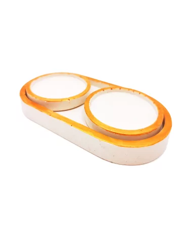 Kaffeeset & Teeset Tablett - Dekorservice, Schmuckschale & Untersetzer gold - 3er-Set alle zusammen seitlich