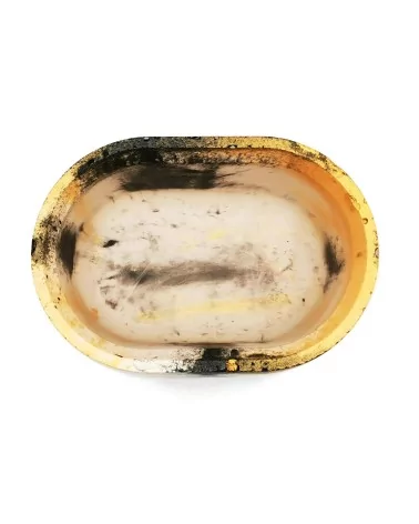 Gefäss Sunset aus Gips - ovaler Topf & Behälter gold-schwarz - Bild von oben