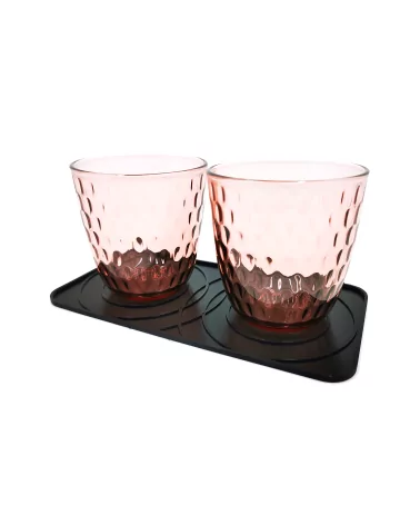 Abtropfunterlage & Untersetzer aus Kunststoff schwarz - Design zwei Tropfen mit Gläsern