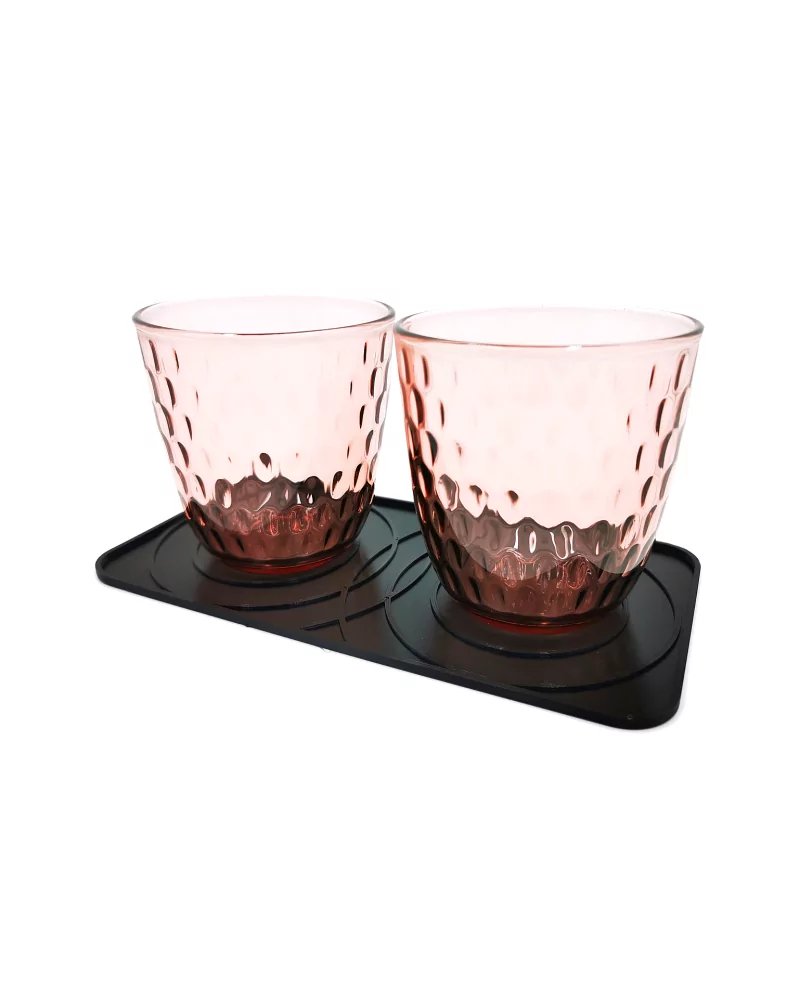 Abtropfunterlage & Untersetzer aus Kunststoff schwarz - Design zwei Tropfen mit Gläsern