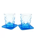 Abtropfunterlage & Untersetzer aus Kunststoff blau - Design Tropfen mit Gläsern