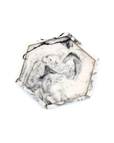 Sechseck Teller aus Gips - kleiner Teller & Dekoruntersetzer, Seifenunterlage marmoriert von oben