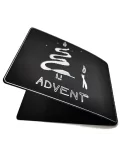 Spruchkarte & Grusskarte Kerzenbaum - Weihnachten "Advent" silber auf schwarz Vorderseite einlagig aufklappar