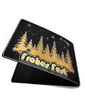 Spruchkarte & Grusskarte Winterwald - Weihnachten "Frohes Fest" gold auf schwarz liegend von oben