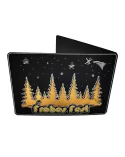 Spruchkarte & Grusskarte Winterwald - Weihnachten "Frohes Fest" gold auf schwarz stehend von vorne
