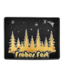 Spruchkarte & Grusskarte Winterwald - Weihnachten "Frohes Fest" gold auf schwarz frontal Frontseite
