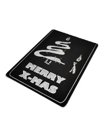 Kleine Spruchkarte & Grusskarte Tannenbaum - Weihnachten "Merry X-Mas" gold-silber auf schwarz, liegend