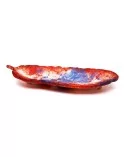Schale Blatt aus Gips - ovale Alltagsschale & Schmuckschale rot blau - seitlich