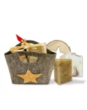 Geschenkset Weihnachten 2x Naturseife & 1x Holzunterleger - Illustration alle Produkte