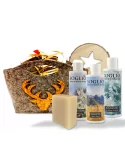 Geschenkset Herbst 3x Flüssigseife, Naturseife & Holzunterlage - Hirsch gross - Illustration alle Produkte