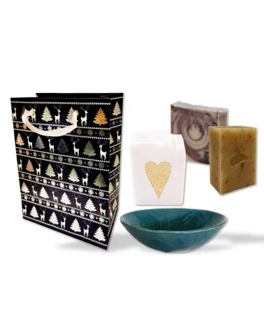 Geschenkset 2x Naturseife & Seifenschale - Renntiere - Illustration alle Produkte