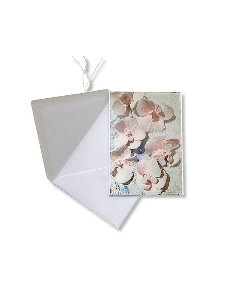 Glückwunsch- & Gruss Karte genäht - 3D Blüten rosé