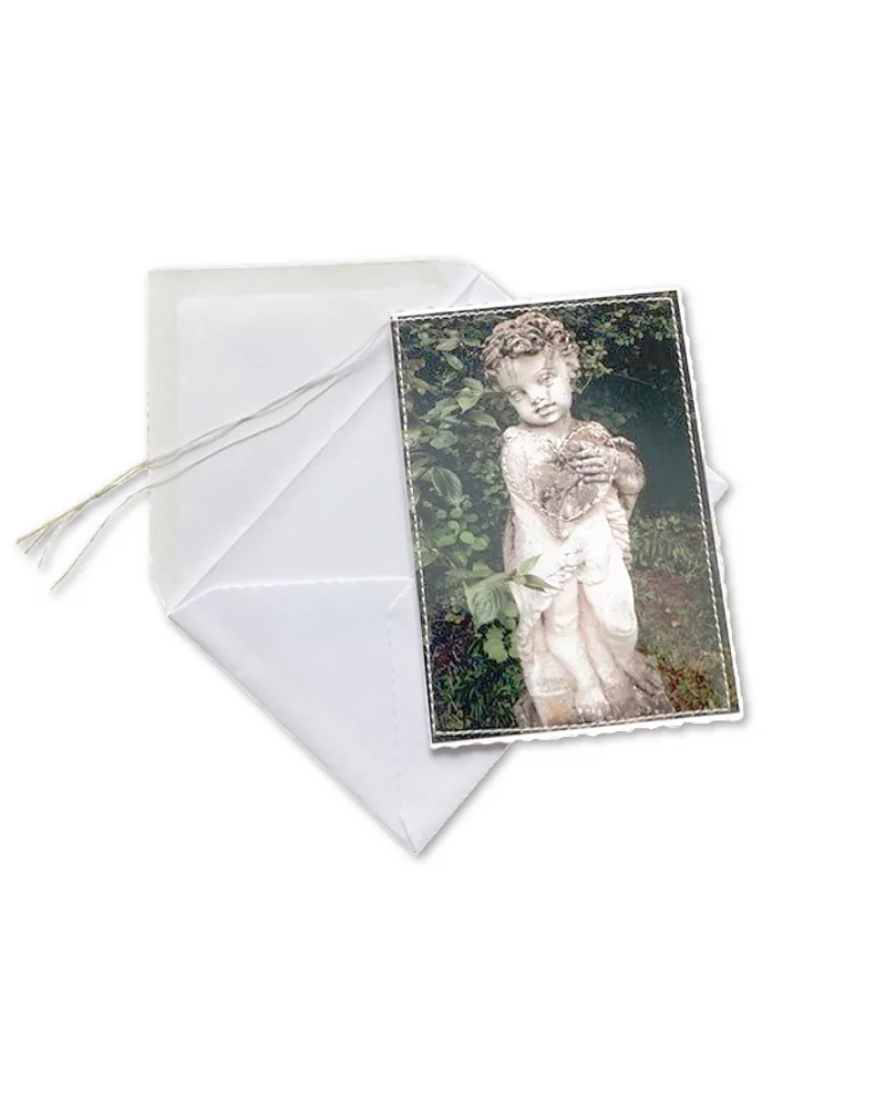 Glückwunsch- & Gruss Karte genäht - Statue Büblein