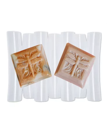 Seifenschale aus Kunststoff - Noodles transparent mit Seifen illustriert