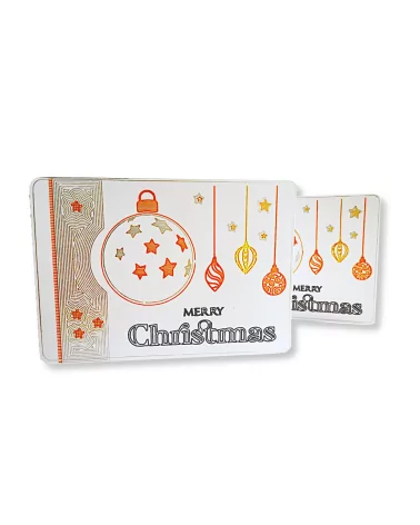 Spruchkarte & Grusskarte Weihnachtskugel - Karte für Weihnachten "Merry Christmas" gold-silber-bronze auf weiss - mehrere Karten