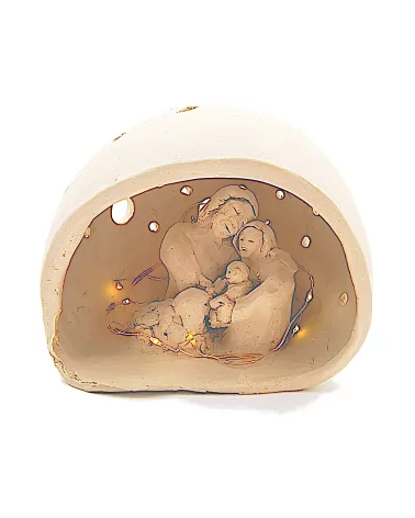 Krippe, Szene 1 mit Josef, Maria, Jesus-Kind und Schaf in Krippe