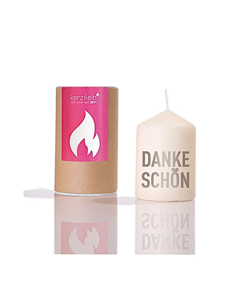 Stumpenkerze "Dankeschön Herz" grau - Flämmchen 8 x 6 cm
