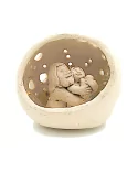 Grosse Kugel-Krippe aus Ton - Lichtkugel Szene 2 Jesus, Maria & Josef mit Stern im Dach ganze Krippe