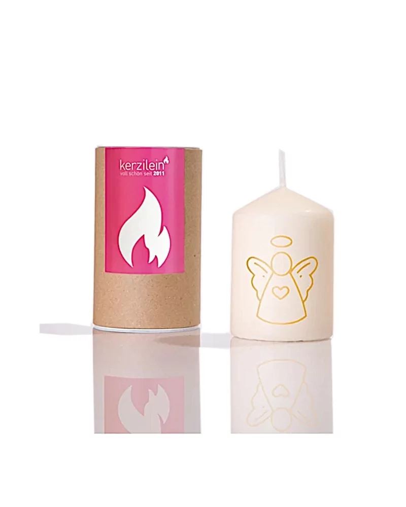 Stumpenkerze "Schutzengel gold" - Flämmchen 8 x 6 cm