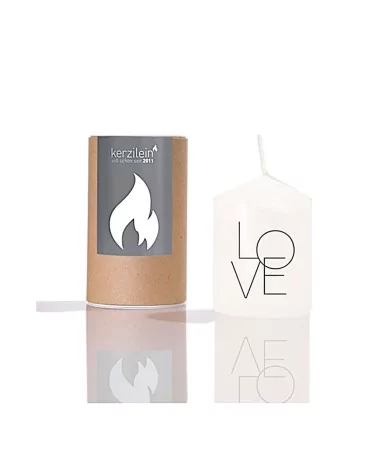 Stumpenkerze "Love" anthrazit - Flämmchen 8 x 6 cm