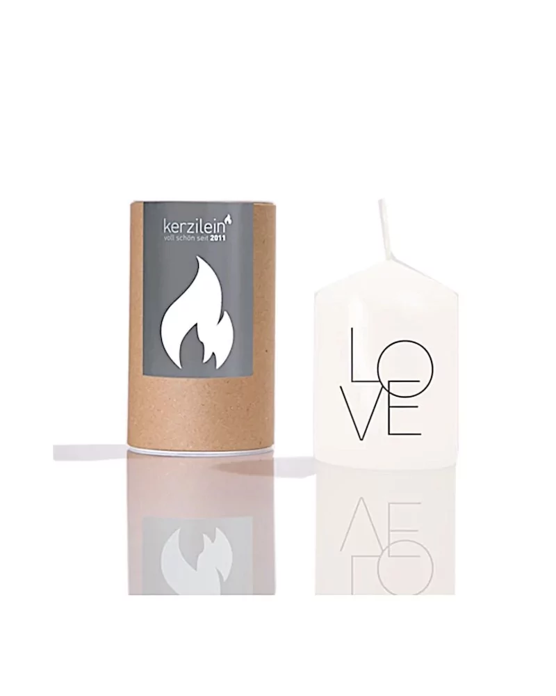 Stumpenkerze "Love" anthrazit - Flämmchen 8 x 6 cm