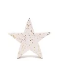 Stern aus Holz - Dekoration Weihnachten - weiss/gold - 9.5 cm front