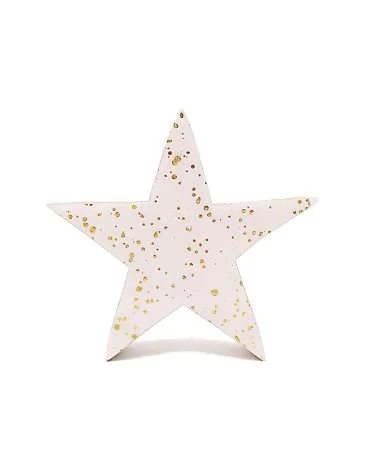 Stern aus Holz - Dekoration Weihnachten - weiss/gold - 9.5 cm front