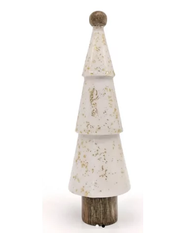 Weihnachtsbaum, Christbaum aus Holz - weiss / gold - 21 cm Nahaufnahme
