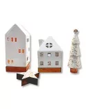 Weihnachtsbaum, Christbaum aus Holz - weiss / gold - 21 cm im Set
