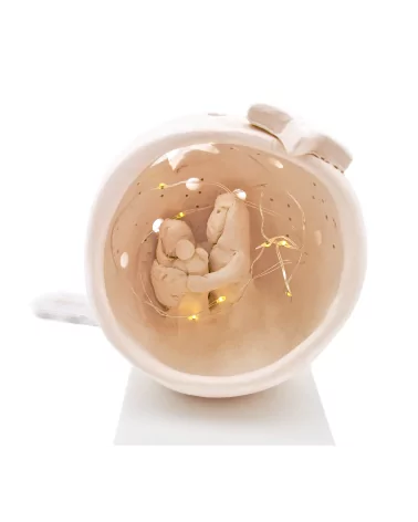 Kleine Kugel-Krippe aus Ton - Weihnachtskrippe Maria, Josef & Kind Szene 2 für Weihnachten