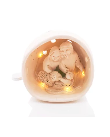 Krippe Kugel Ton klein - Josef umarmt Maria