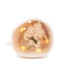 Kleine Kugel-Krippe aus Ton - Weihnachtskrippe Maria, Josef & Kind mit Lämmchen Szene 3 für Weihnachten