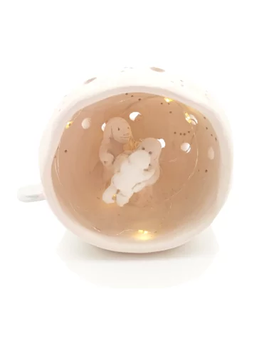 Kleine Kugel-Krippe aus Ton - Weihnachtskrippe Maria, Josef & Kind Szene 4 für Weihnachten