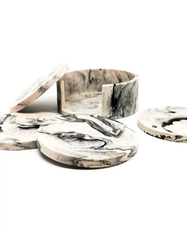 Runde Untersetzer und Halter aus Gips - Glas-Unterleger marmoriert