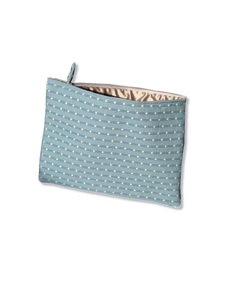 Tablet Bag Grösse 3 getupft ecru auf hellblau Vorderseite