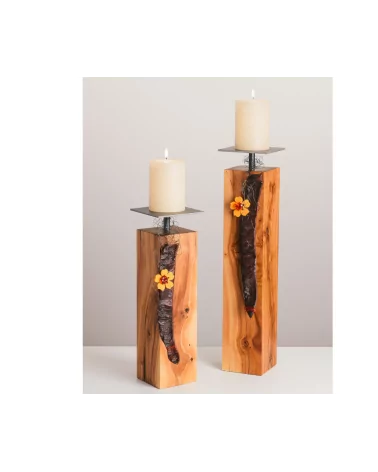 Set Kerzenständer Apfelbaum Holz - Paula mit Kerzen