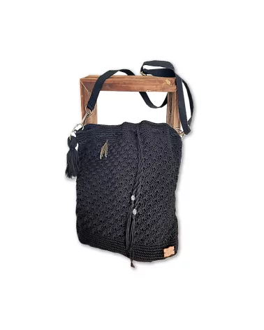 Tasche gehäckelt 32x28 - schwarz