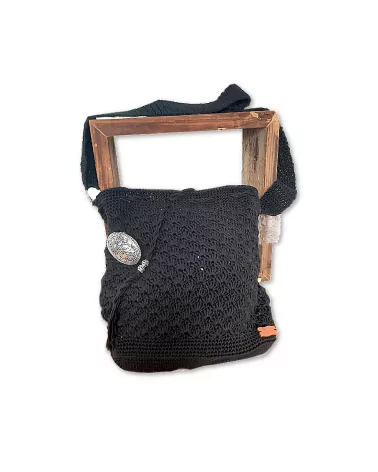 Tasche gehäckelt 28x24 - Schwarz Front